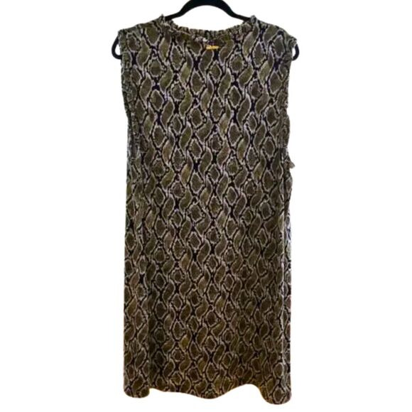 NWT Michael Kors 3X Plus Size Olive Green Snake Print Midi Stretch Dress - Picture 5 of 11